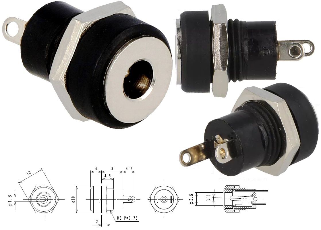 Jack panel 3.4x1.4mm